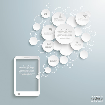 Smartphone with circles on the grey background. のイラスト素材