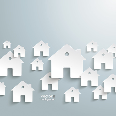 Infographic with white houses on the grey background. Vector file.のイラスト素材