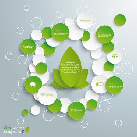 Infographic design with green leaves on the grey background.のイラスト素材
