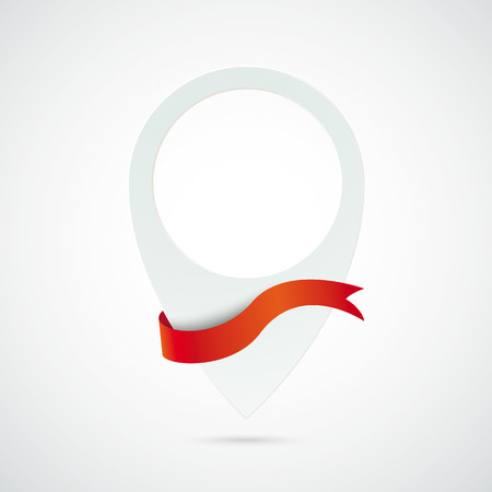 Infographic with white location marker and red flag the white background.のイラスト素材