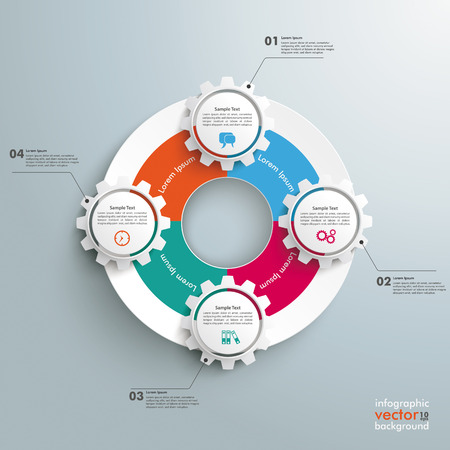 Infographic with gears and white ring on the grey background. Eps 10 vector file.のイラスト素材