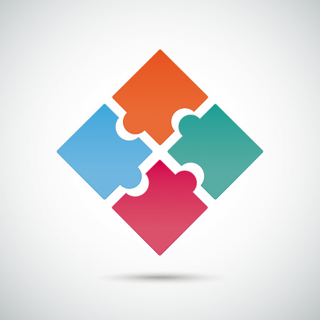 Infographic with colored puzzle pieces on the grey background. Eps 10 vector file.のイラスト素材