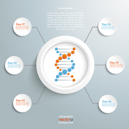 DNA in the ring with circles on the grey background. Eps 10 vector file.のイラスト素材