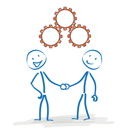 Stickman with gears on the white background. Eps 10 vector file.のイラスト素材