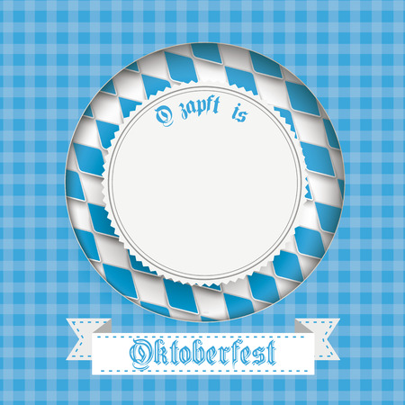 Oktoberfest design on the white background. German text "O´zapft is" and "Oktoberfest", translate "on tap" and "Oktoberfest". のイラスト素材