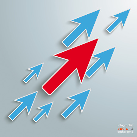 Infographic design with colored mouse arrows on the grey background. のイラスト素材