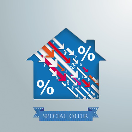 House hole with arrows and percents and bannerのイラスト素材