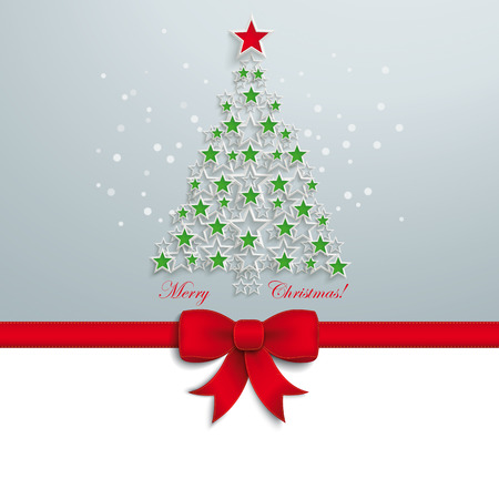 Christmas tree with white stars on the grey background. Eps 10 vector file.のイラスト素材