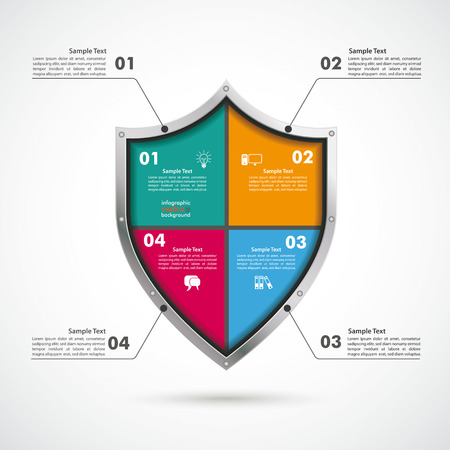 Infographic with protection shield on the white background. Eps 10 vector file.のイラスト素材