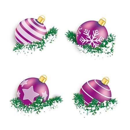 Christmas blue baubles with twigs on the white background. のイラスト素材