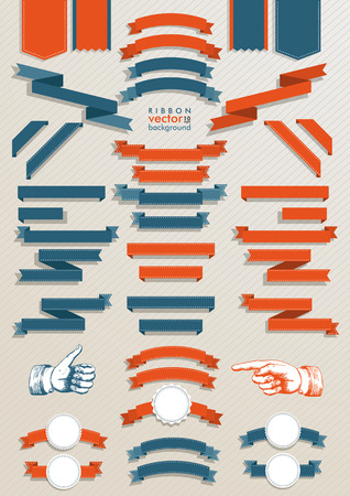 Big set classic ribbons with 2 hands. Eps 10 vector file. Big set classic ribbons with 2 hands. Eps 10 vector file.
