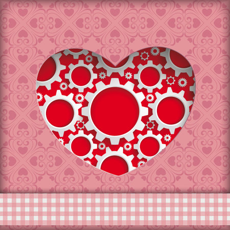 Heart hole with gears and ornaments. Eps 10 vector file.のイラスト素材