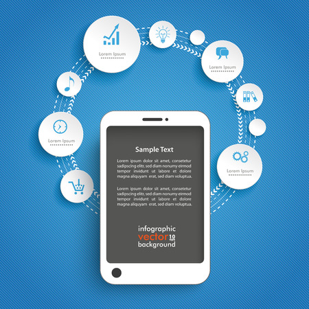 Infographic design with smartphone on the blue background. Eps 10 vector file.のイラスト素材