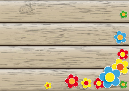 Flowers on the wooden background. Eps 10 vector file.のイラスト素材