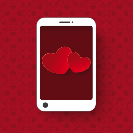 White and red hearts and ornaments on the red background. German text "frohen valentinstag" translate "happy valentines day". Eps 10 vector file.のイラスト素材