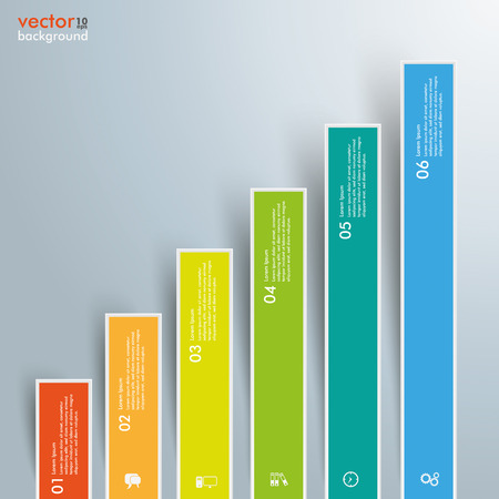 Infographic template with colored bars on the gray background. Eps 10 vector file.のイラスト素材