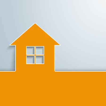 Orange house with window on the gray background. Eps 10 vector file.のイラスト素材