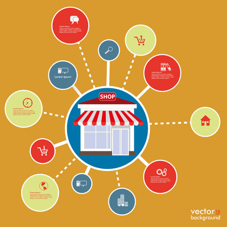 Infographic flat design on the orange background. Eps 10 vector file.のイラスト素材