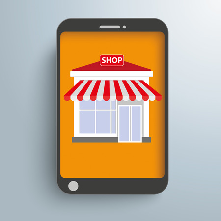 Smartphone with shop on the gray background. Eps 10 vector file.のイラスト素材