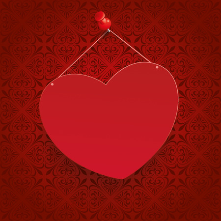 Ornaments with heart on the red background. Eps 10 vector file.のイラスト素材