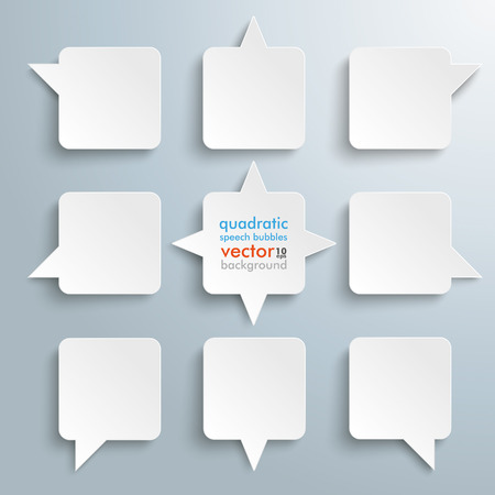 4 rectangle speech balloons on the gray background. Eps 10 vector file.のイラスト素材