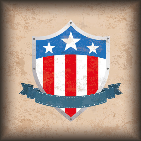 Vintage independence day background design with brown colors and US-Flag shield. Eps 10 vector file.のイラスト素材