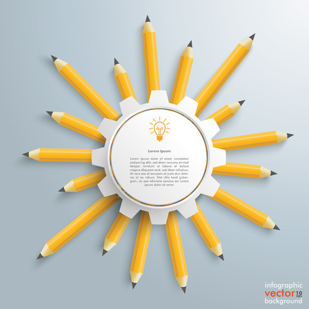 Pencils with white gear on the gray background.のイラスト素材