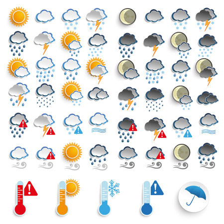 Big icons set, day and night weather. のイラスト素材