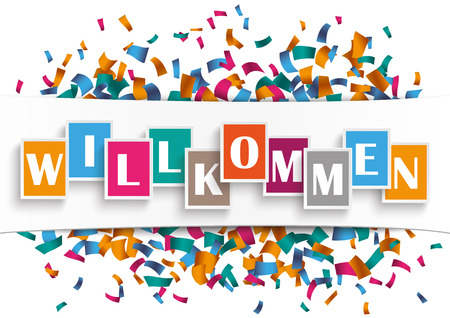 German text "Willkommen", translate "Welcome". Eps 10 vector file.のイラスト素材