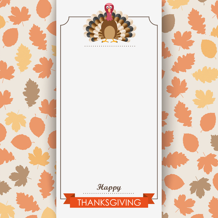 Oblong banner with ribbon, turkey and foliage. Eps 10 vector file.のイラスト素材