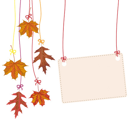 Hanging autumn foliage with banner Eps 10 vector file.のイラスト素材