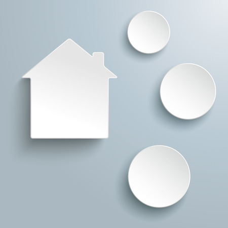 Paper house with 3 circles on the gray background. Eps 10 vector file.のイラスト素材