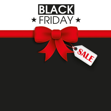 Red ribbon with price sticker and text black friday. Eps 10 vector file.のイラスト素材