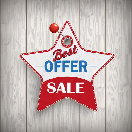 Vintage price sticker for the christmas sale on the wooden background. Eps 10 vector file.のイラスト素材
