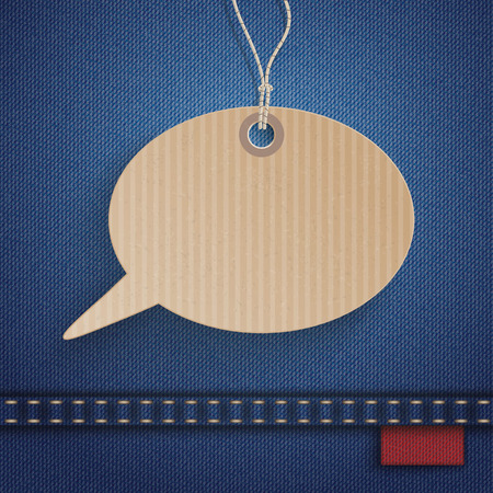 Blue jeans fabric with carton speech bubble price stickers. vector file.のイラスト素材