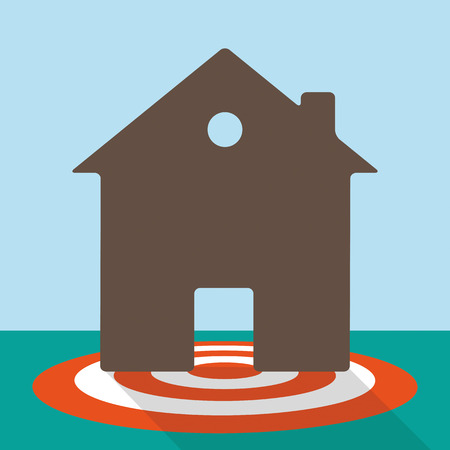 Flat design with a red target and a house. Eps 10 vector file.のイラスト素材