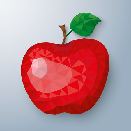 Low poly apple fruit with shadows on the gray background. Eps 10 vector file.のイラスト素材