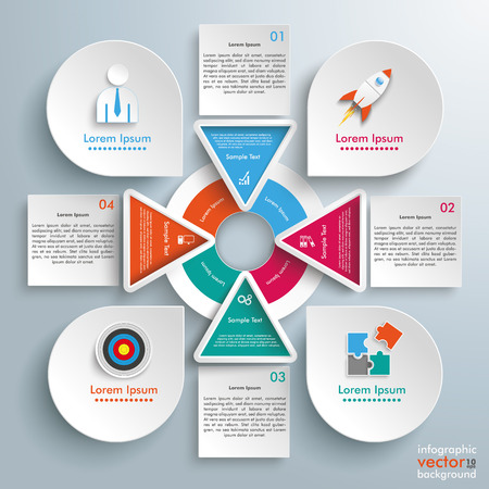Infographic with circles, squares and tirangles on the gray background. Eps 10 vector file.のイラスト素材