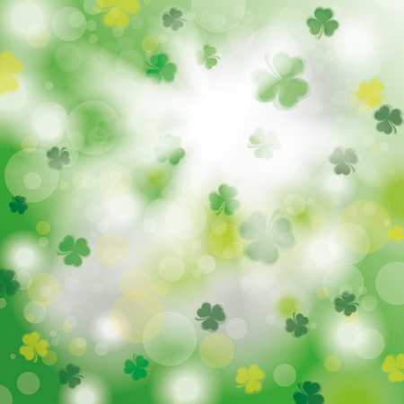 Bokeh of green shamrocks with sunlight. Eps 10 vector file.のイラスト素材
