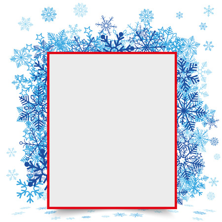 Red paper frame with snowflakes on the white background. Eps 10 vector file.のイラスト素材