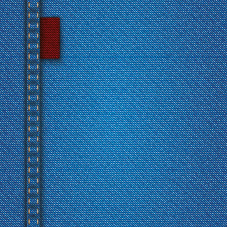 Blue jeans fabric with double-stitched seam. Eps 10 vector file.のイラスト素材