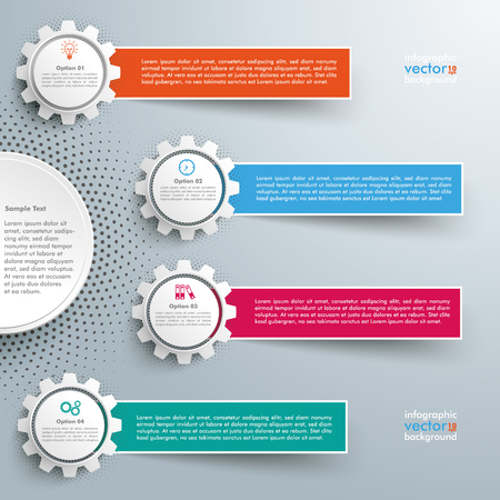 Infographic design with gears and banners on the grey background. Eps 10 vector file.のイラスト素材