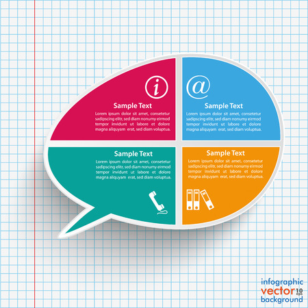 Infographic with bevel speech bubble on the checked paper background. Eps 10 vector file.のイラスト素材