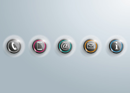 Contact buttons with halftone on the gray background.のイラスト素材