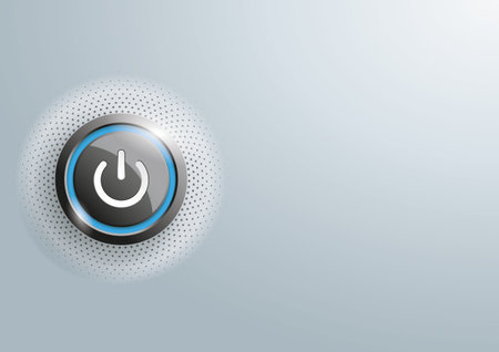 Power button with halftone on the gray background.