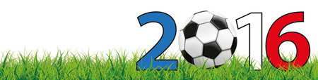 Classic football in grass with text 2016 on the white background. vector file.