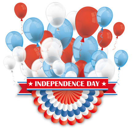 Balloons with US bunting, and ribbon for Independence Day.  10 vector file.のイラスト素材