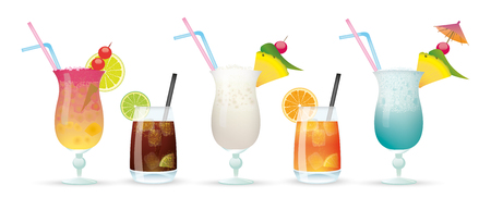 Set of cocktails on the white. 10 vector file.のイラスト素材