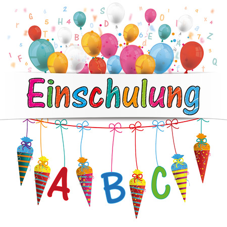 German text "Einschulung", translate "Enrollment". 10 vector file.のイラスト素材
