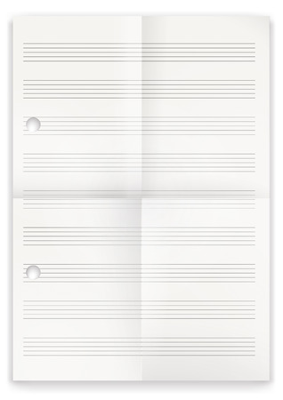 White folded music paper on the white. Eps 10 vector file.のイラスト素材